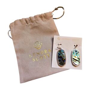 KENDRA SCOTT Elle Gold Drop Earrings Abalone Shell NWT & Dusty